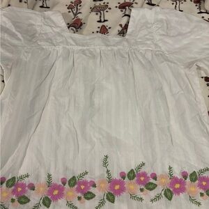 White Floral Embroidered Matilda Jane Blouse Size XXL
